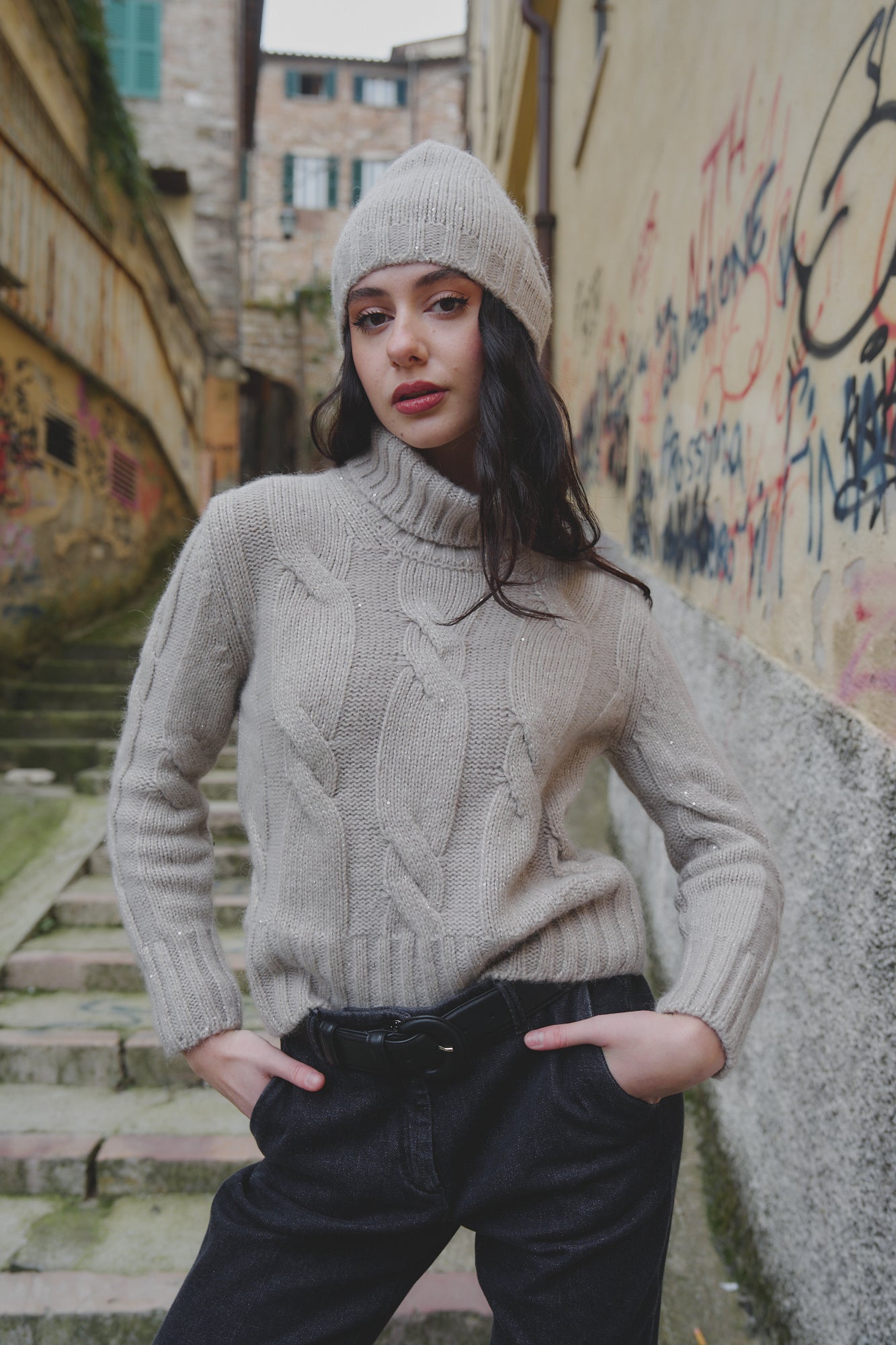 Maglia Dolcevita Trecce