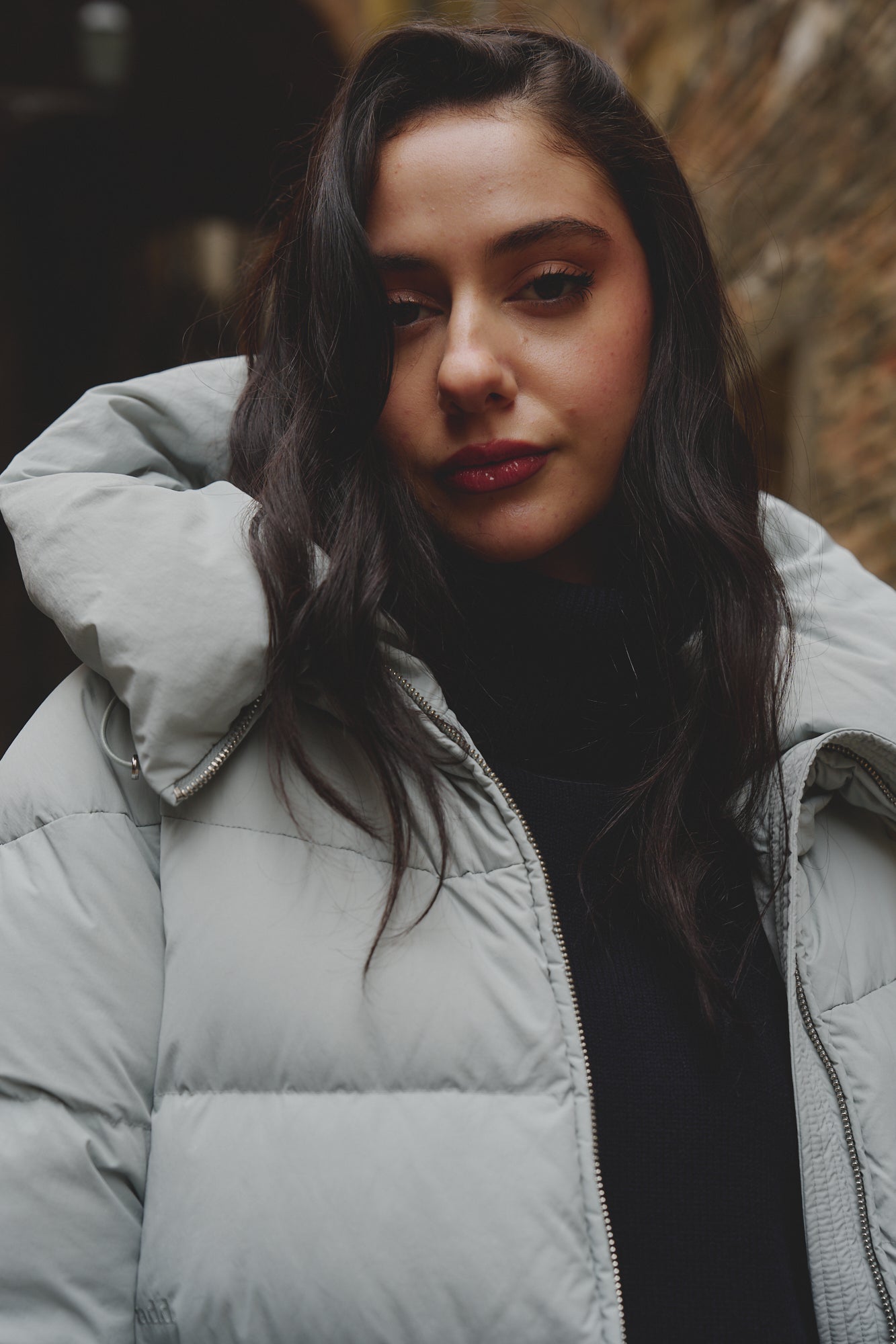 Piumino Trequarti Celeste