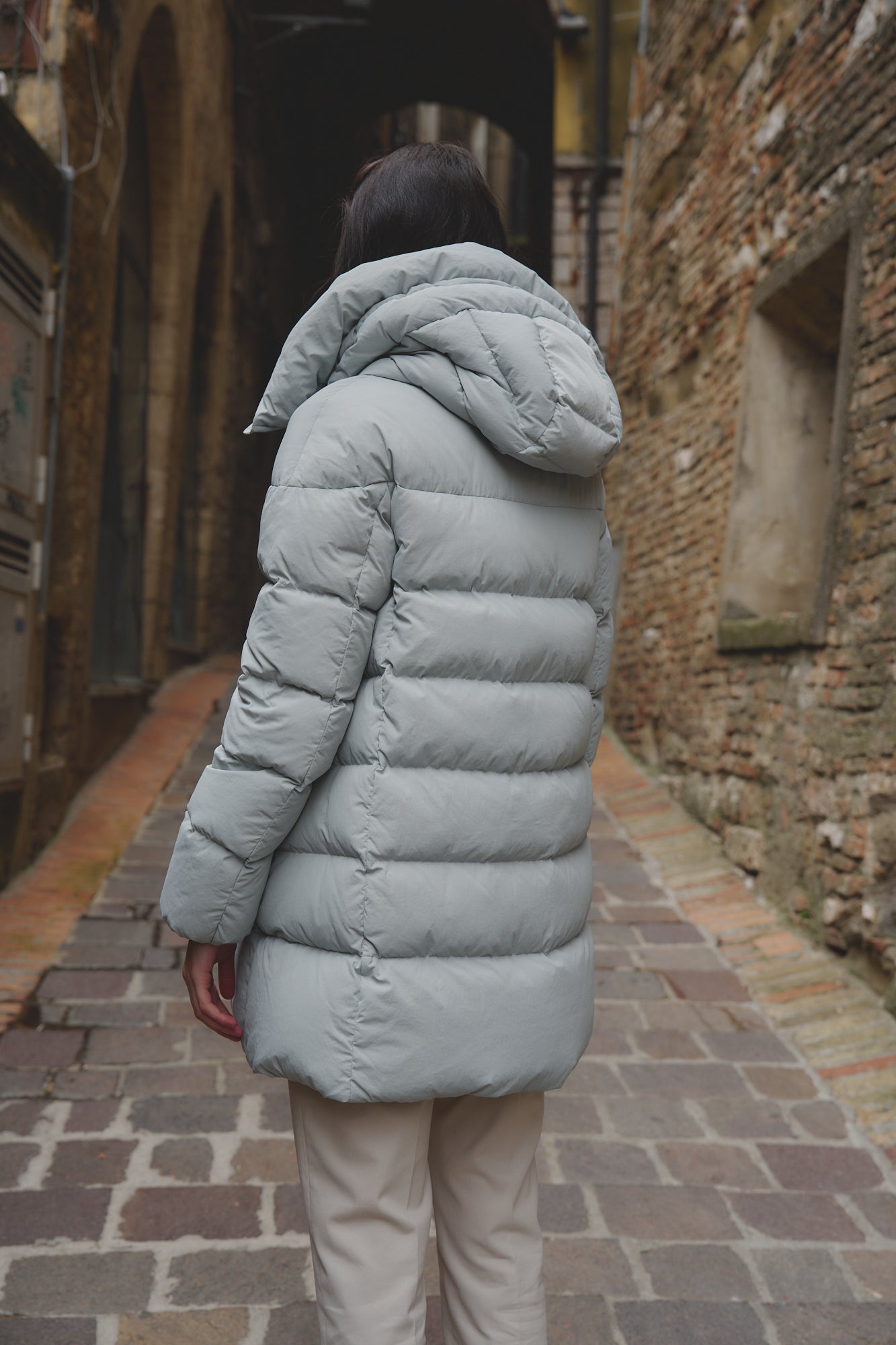 Piumino Trequarti Celeste